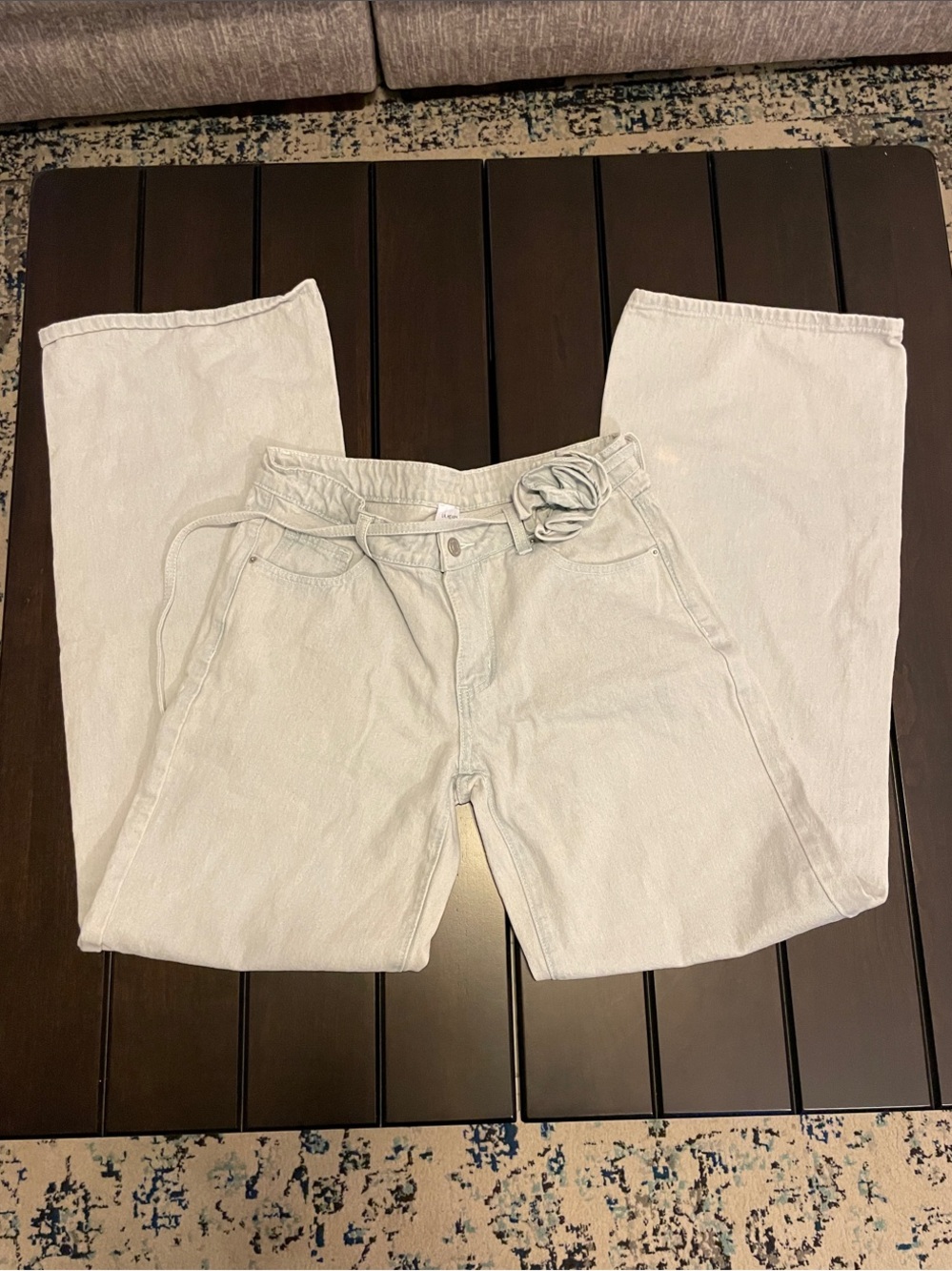 Lightwash Wide Leg Jeans with denim heart waist belt